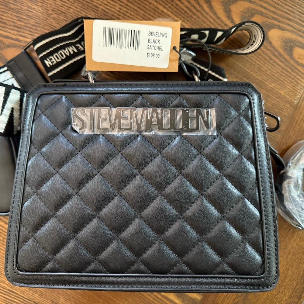 Steve Madden Quilted Black Bevelyn Purse
